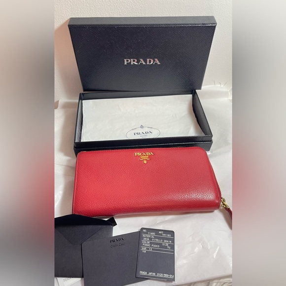 Authentic Prada Red Leather Wallet - Picture 1 of 16